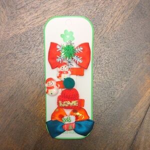 Festive Holiday Snowman Christmas Hair Clips Set of 5